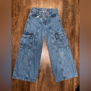 Old Navy Girls high rise Baggy Built In Tough cargo blu jeans sz 10 used twice